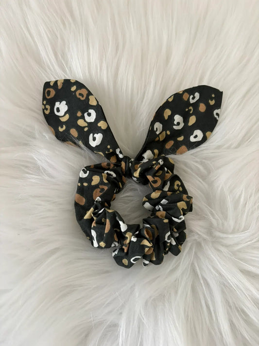 Foulchi à petit lien léopard noir tacheté fait main