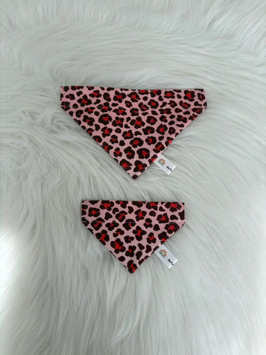 Bandanas pour chats faits mains, taille XS et S, motifs léopard rouge