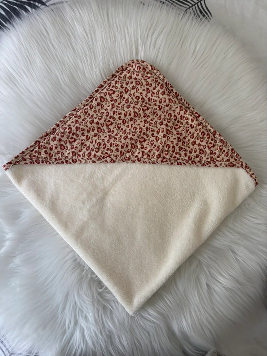Cape de bain artisanale pour chiens et chats écrue léopard
