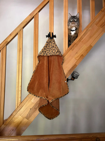 Cape de bain pour chiens et chats artisanale marron