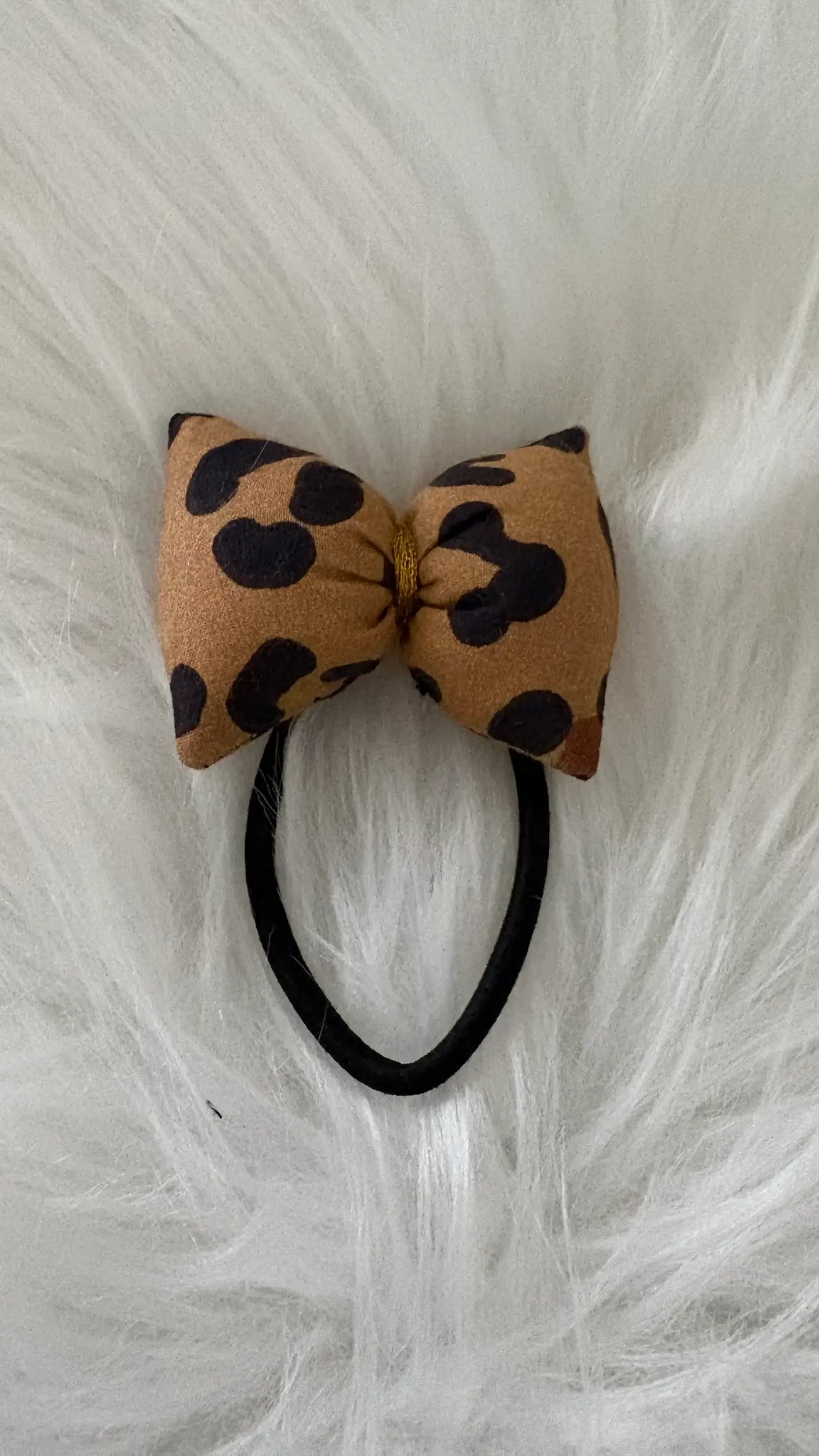 Chouchou noeud pour cheveux à motifs léopard marron liserai or