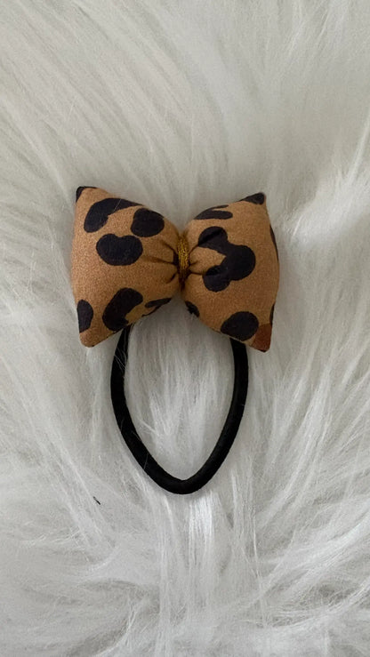 Chouchou noeud pour cheveux à motifs léopard marron liserai or