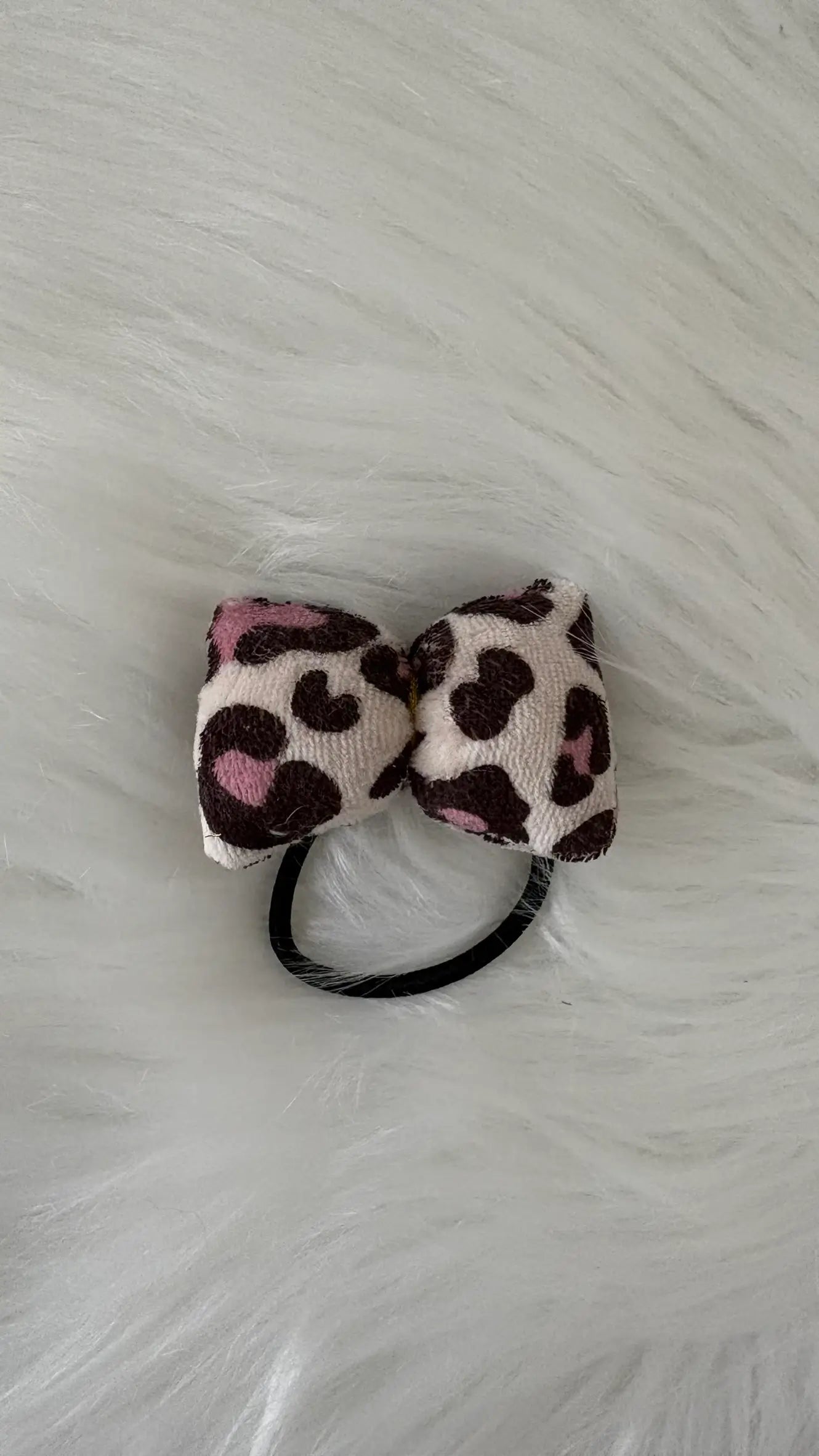 Chouchou noeud pour cheveux à motifs léopard liserai doré