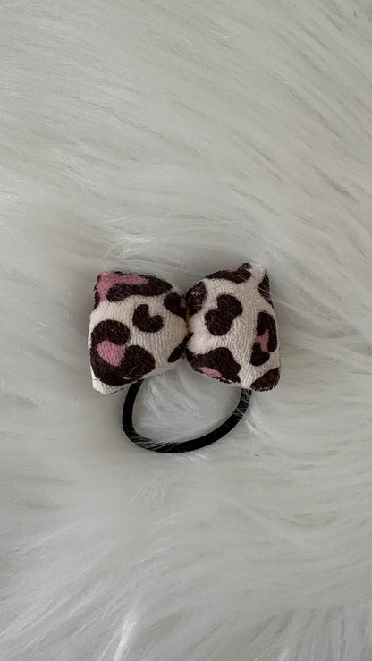 Chouchou noeud pour cheveux à motifs léopard liserai doré