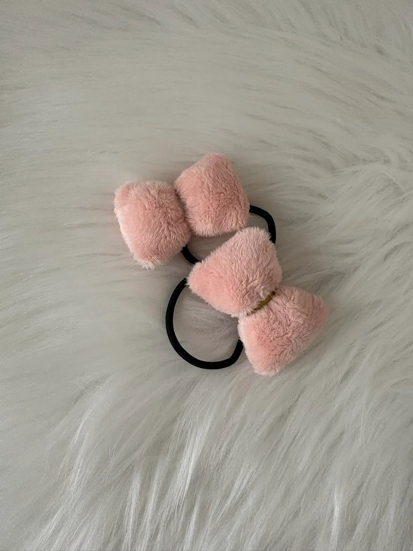 Duo de chouchous noeuds en polaire rose