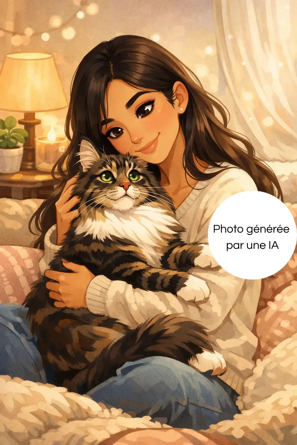 Photo générée par une intelligence artificielle de Nala et moi montrant notre lien