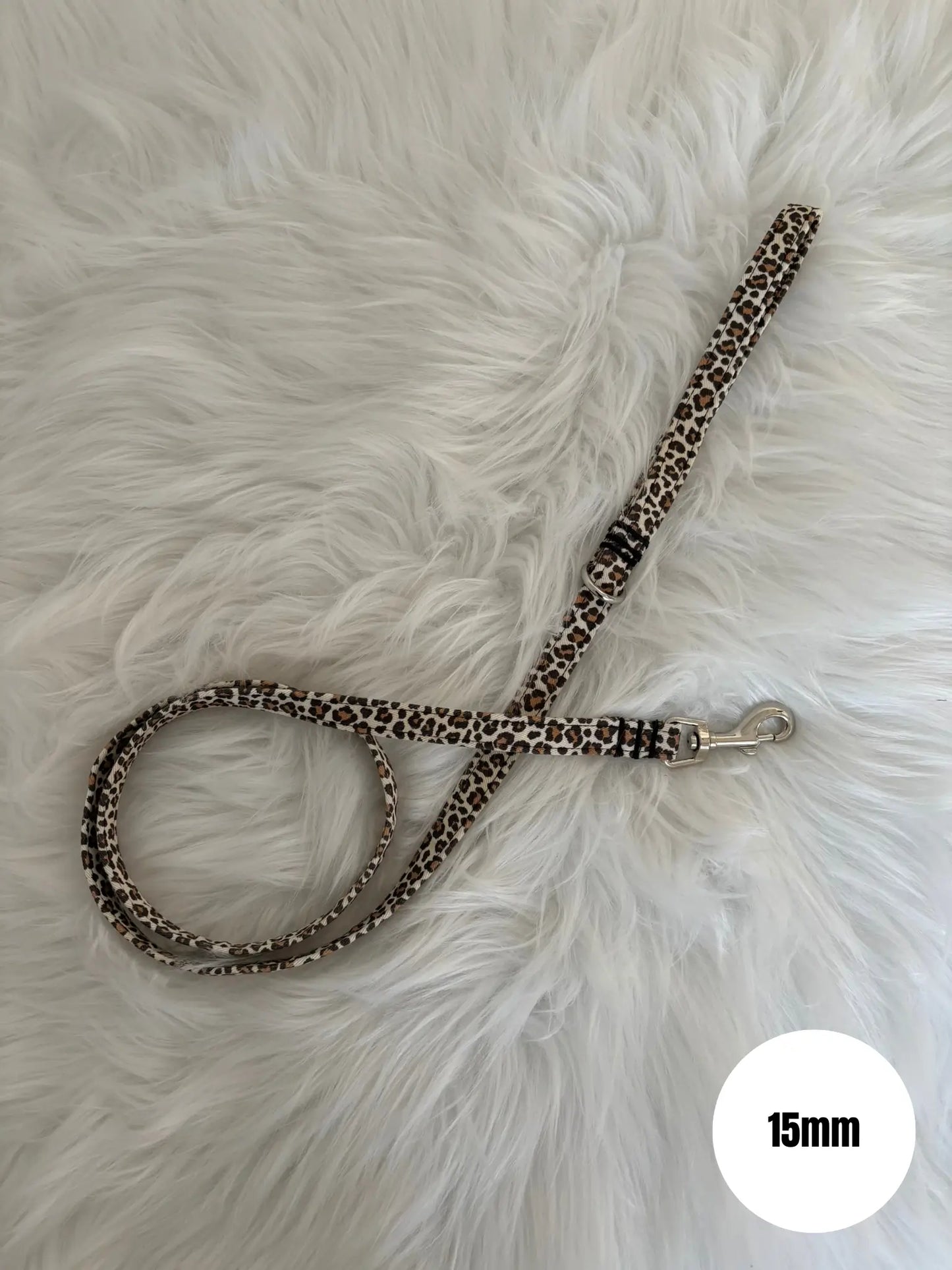 Laisse pour chien aux motifs léopard beige largeur 15mm