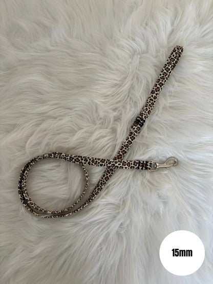 Laisse pour chien aux motifs léopard beige largeur 15mm
