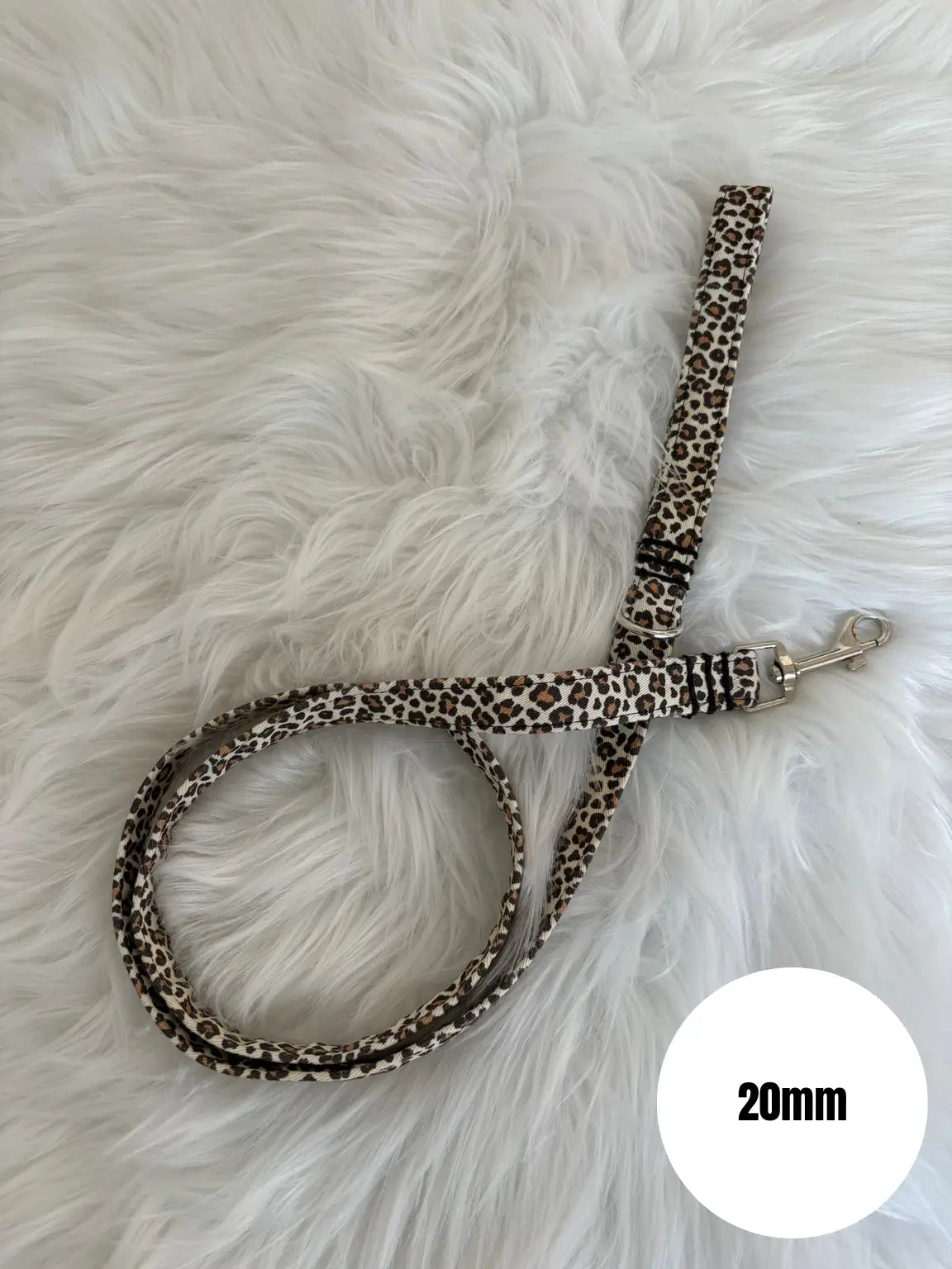 Laisse pour chien aux motifs léopard beige largeur 20mm