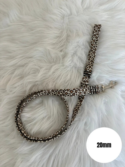 Laisse pour chien aux motifs léopard beige largeur 20mm