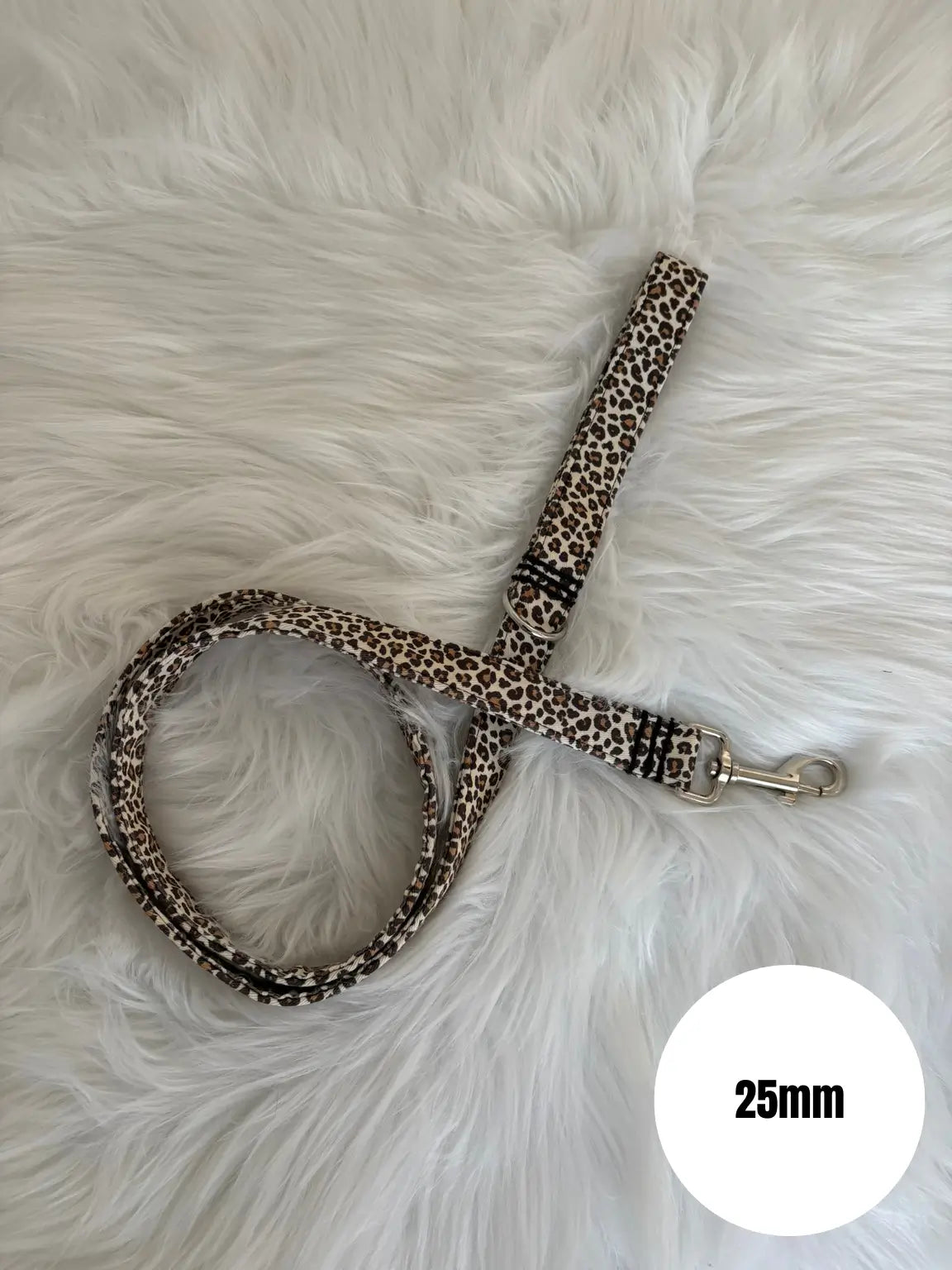 Laisse pour chien aux motifs léopard beige largeur 25mm