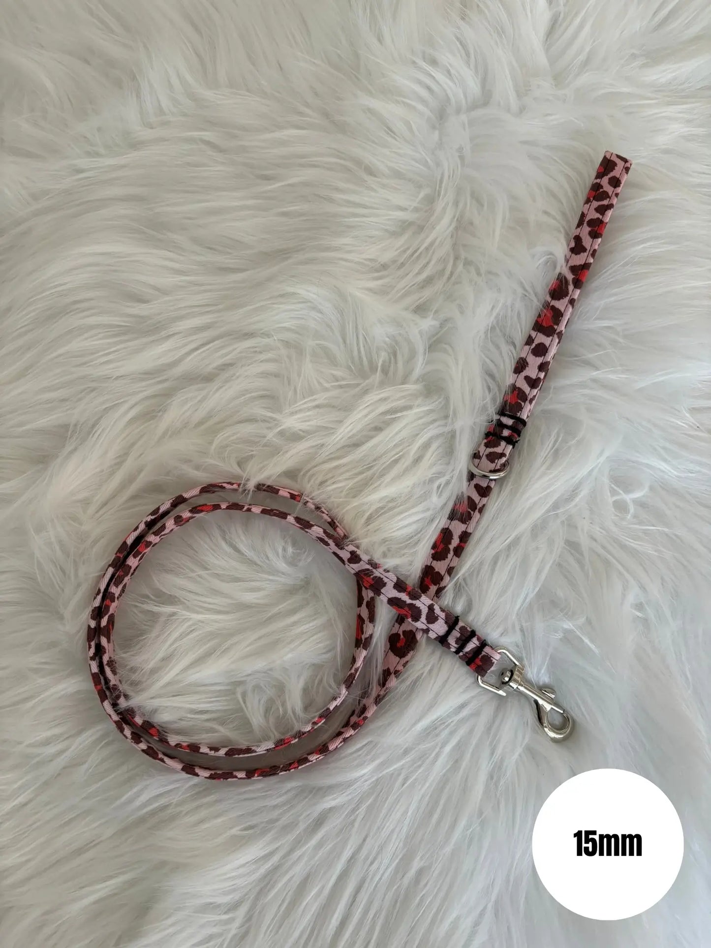 Laisse pour chien aux motifs léopard rouge largeur 15mm