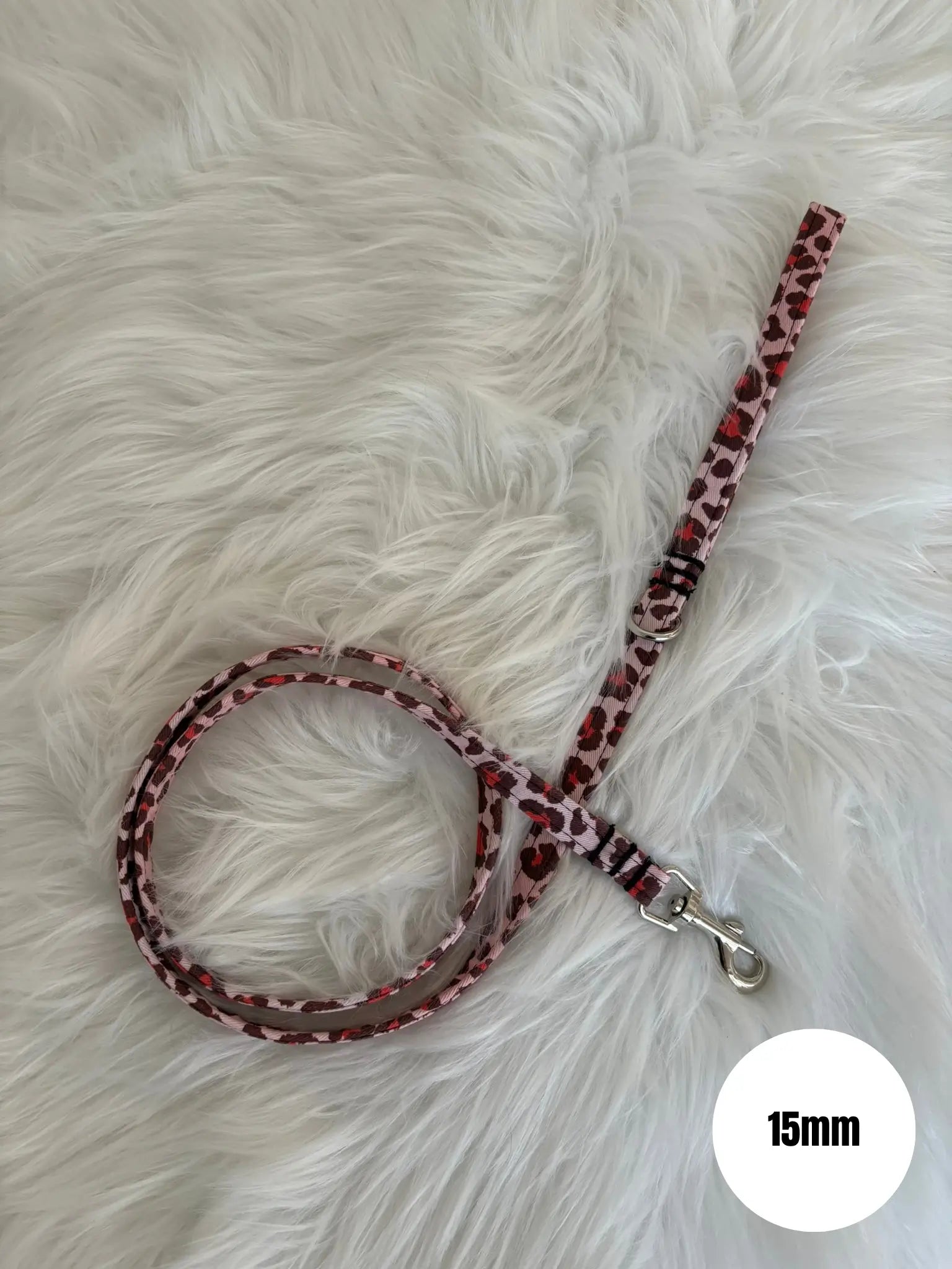Laisse pour chien aux motifs léopard rouge largeur 15mm