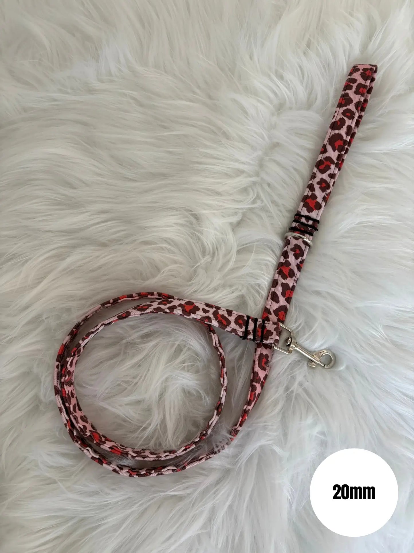 Laisse pour chien aux motifs léopard rouge largeur 20mm