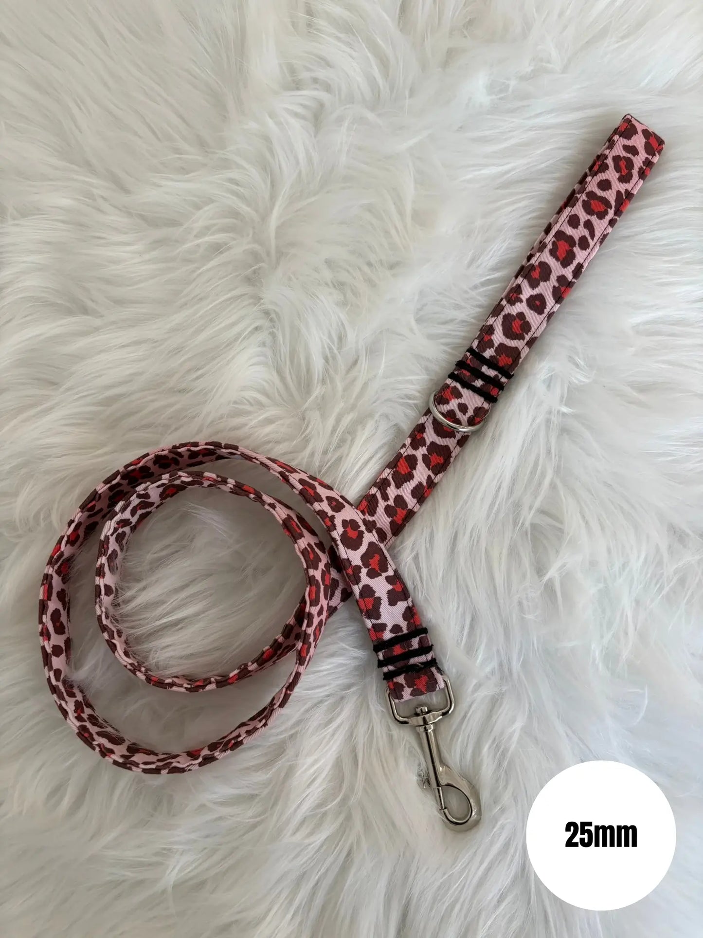 Laisse pour chien aux motifs léopard rouge largeur 25mm